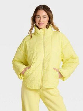 JoyLab - Women's Oversized Quilted Puffer Jacket - JoyLab L Yellow